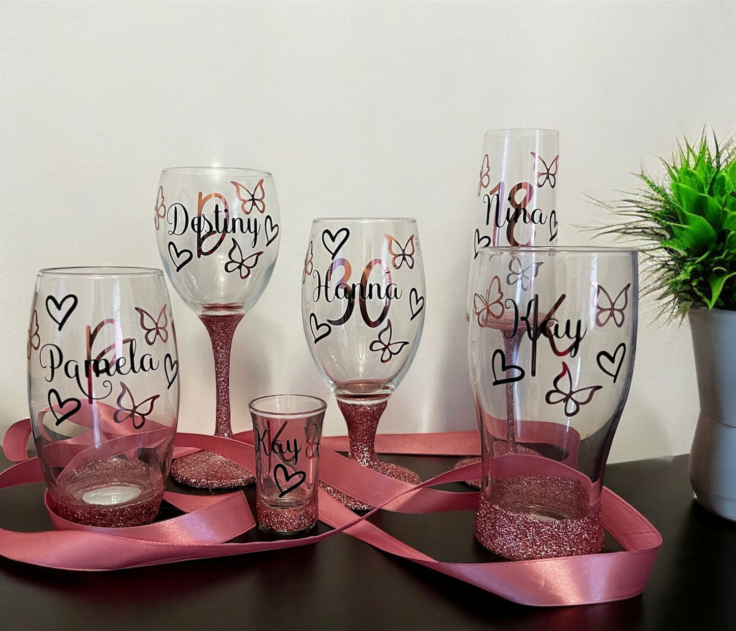 PERSONALISED Luxury Large Glittery Sparkly Wine Glass set | Gift set | Gift idea | Personalisation