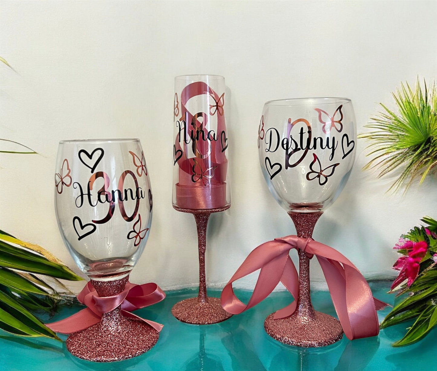 PERSONALISED Luxury Large Glittery Sparkly Wine Glass set | Gift set | Gift idea | Personalisation