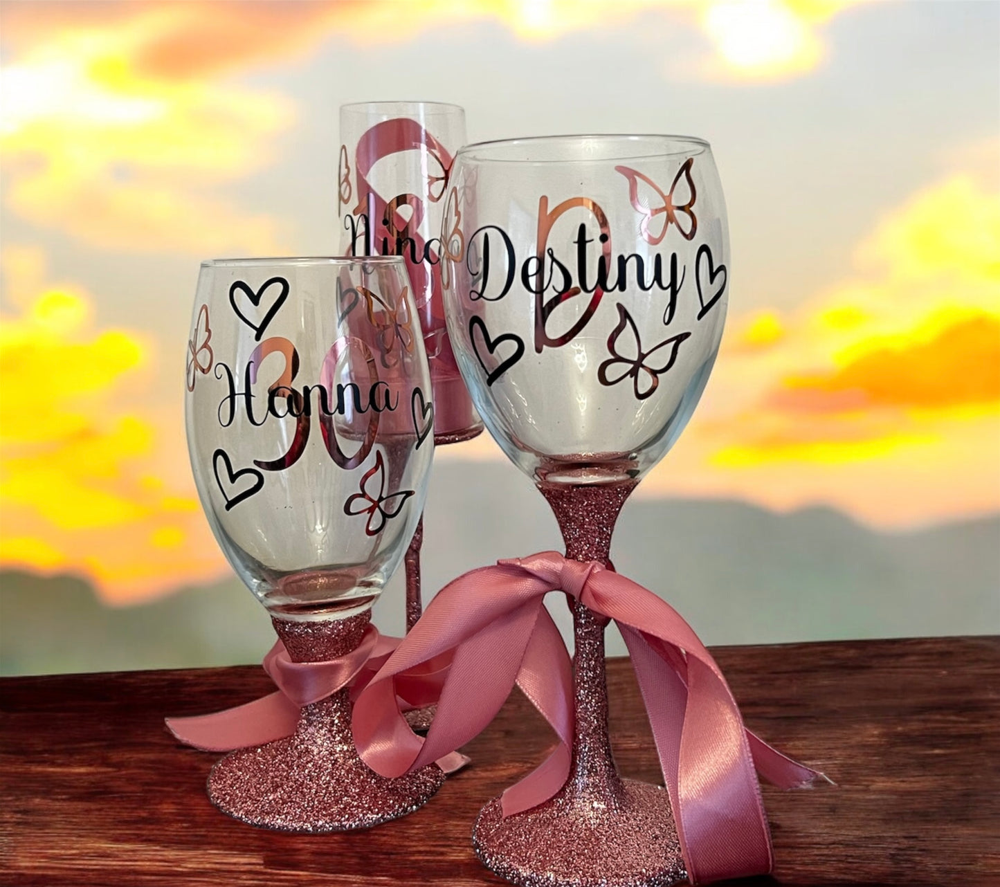 PERSONALISED Luxury Large Glittery Sparkly Wine Glass set | Gift set | Gift idea | Personalisation