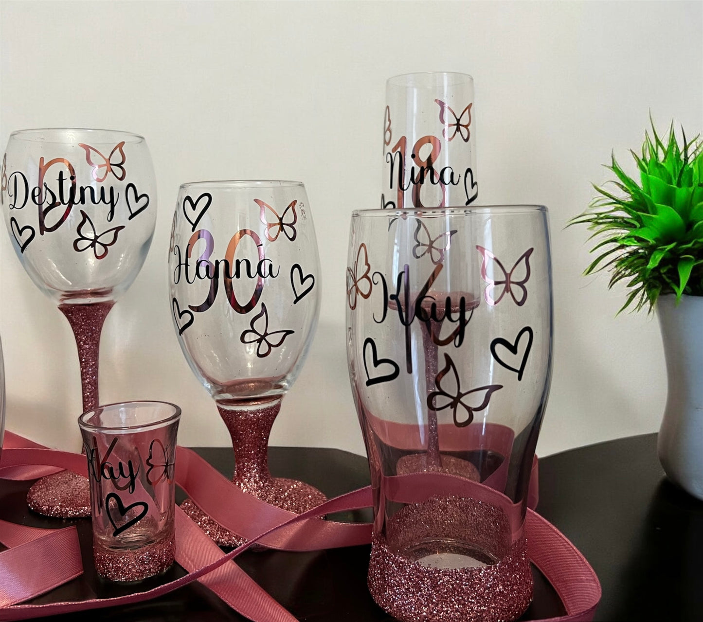 PERSONALISED Luxury Large Glittery Sparkly Wine Glass set | Gift set | Gift idea | Personalisation